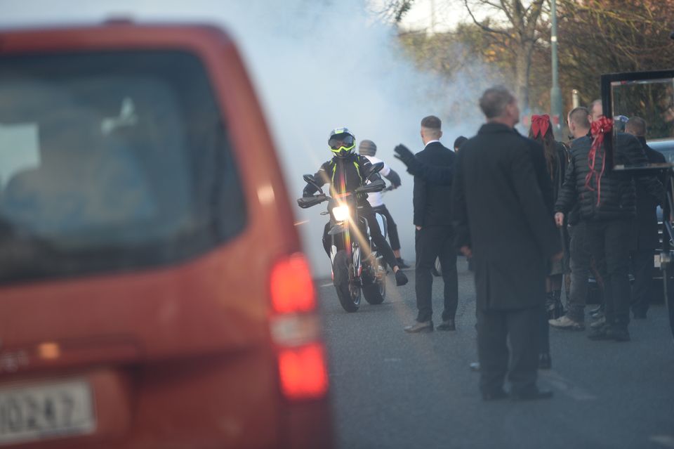 Motorcyclist at the funeral of Brandon Ledwidge