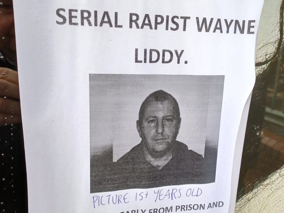One of the posters put up in the Crumlin Road area warning the public about rapist Wayne Liddy’s release