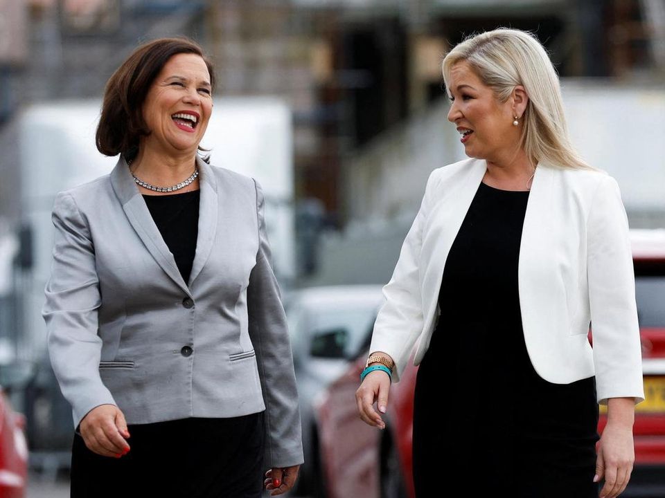 Sinn Féin deputy leader Michelle O'Neill and party leader Mary Lou McDonald. Photo: Jason Cairnduff/Reuters