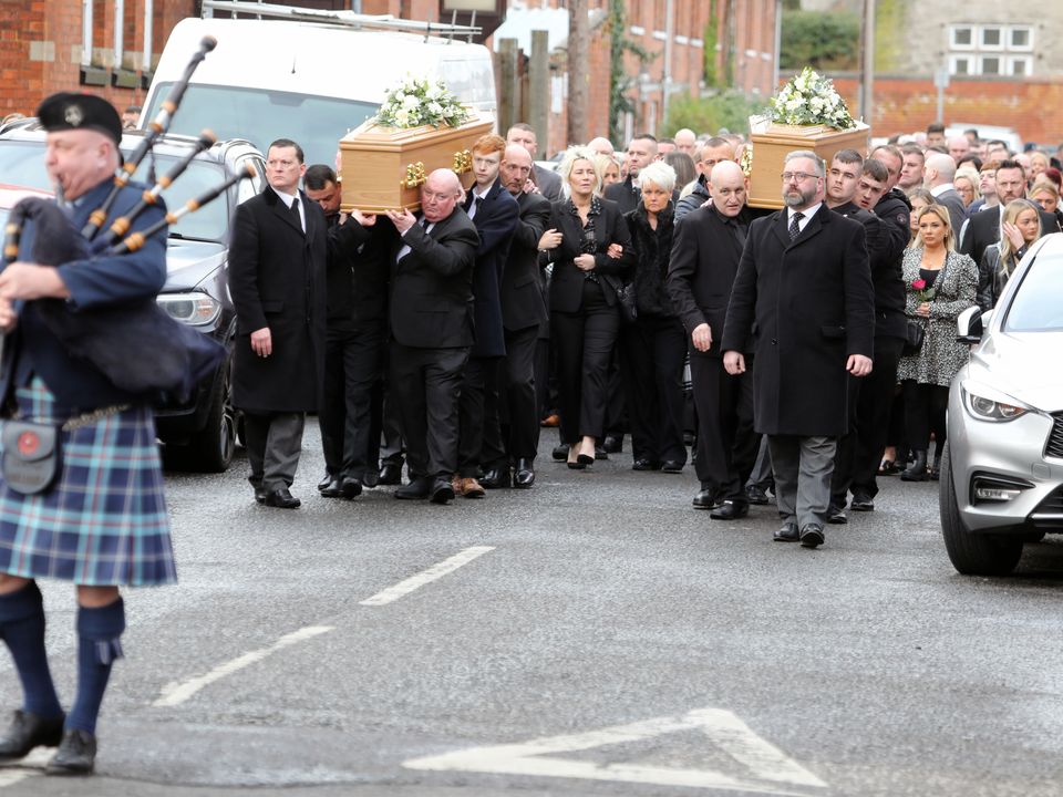 Mourners at the funerals of tragic twins Claire and Stephen O’Neill.