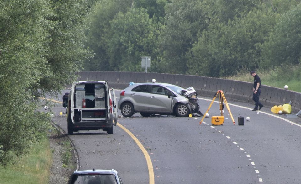 Gardaí in Cork at the scene of the fatal accident on the M8 motorway in which Johnny Foley (16) died