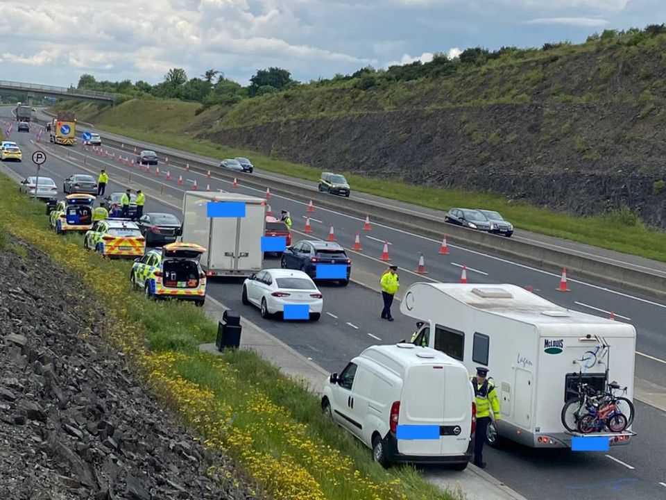 An Garda Síochána's Roads Policing Unit checkpoint on the M7 in Nenagh, Co Tipperary this weekend