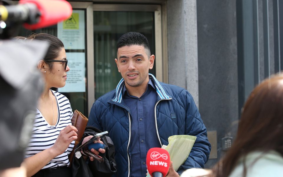 George Gonzaga Bento pictured leaving the central criminal court with family friends and legals after being acquitted of the murder of Josh Dunne on 26th January 2021. Pic Collins Courts