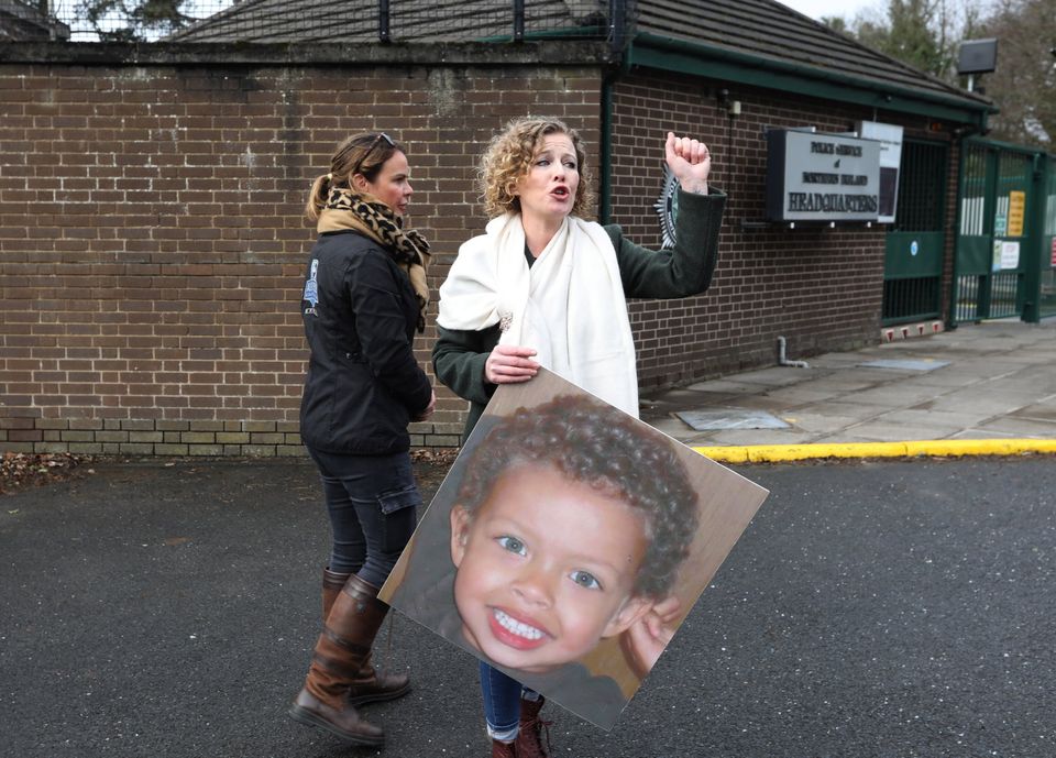 Fiona Donohoe carries a picture of her son