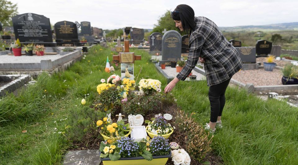 Kirsty Donnellan at her daughter Scarlett's grave
