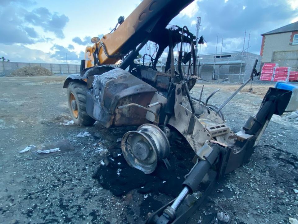 A teleporter fork-lift was burnt out during the night at the site in Rosslare, Co Wexford