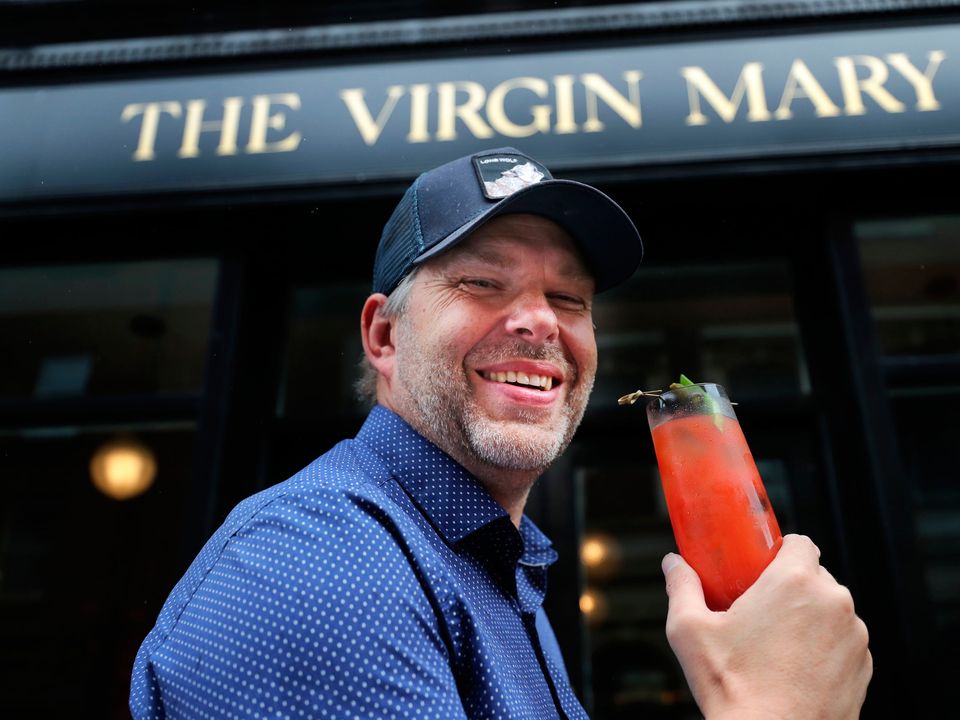 Vaughan Yates of The Virgin Mary Bar, Dublin, has created alcohol-free ‘mood-boosting’ cocktails. Photo: Niall Carson/PA Wire