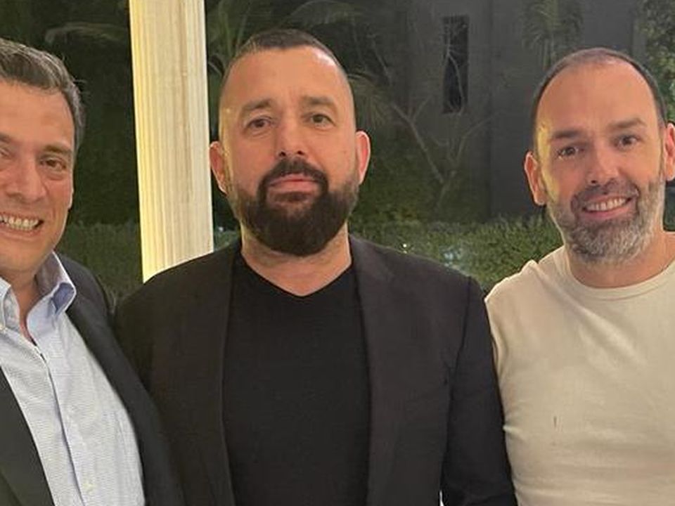 World Boxing Council president Mauricio Sulaiman Saldivar with Daniel Kinahan and promoter Ahmet Öner in Dubai last month.