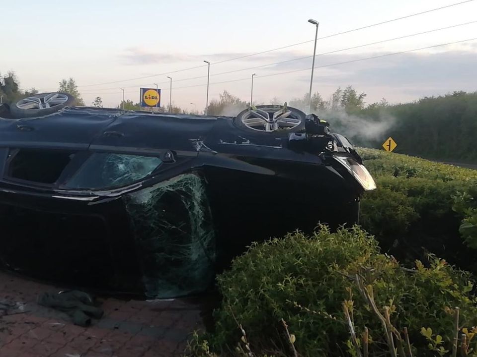 The crashed car was found overturned in Naas, Co Kildare