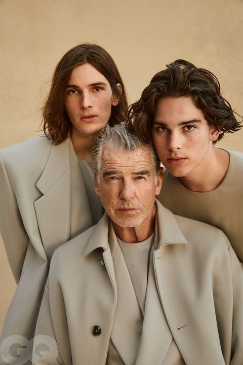 Pierce Brosnan with sons Dylan and Paris