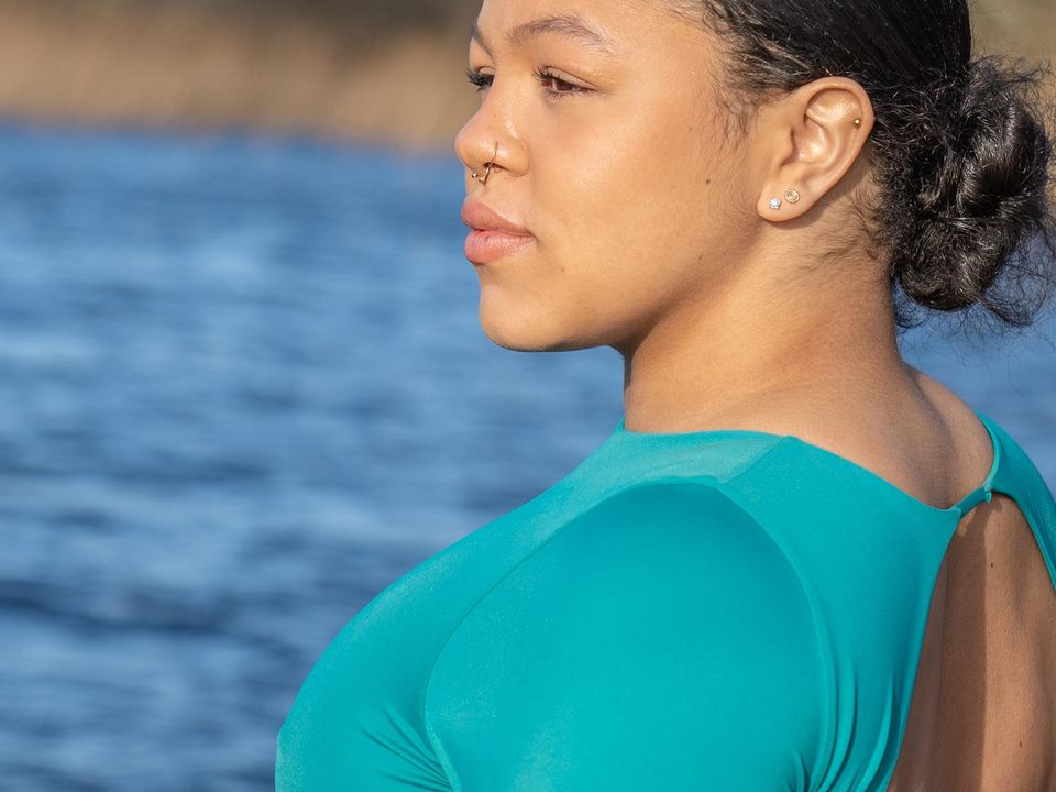 Kahm The Éire long-sleeve swimsuit in emerald green, €70
