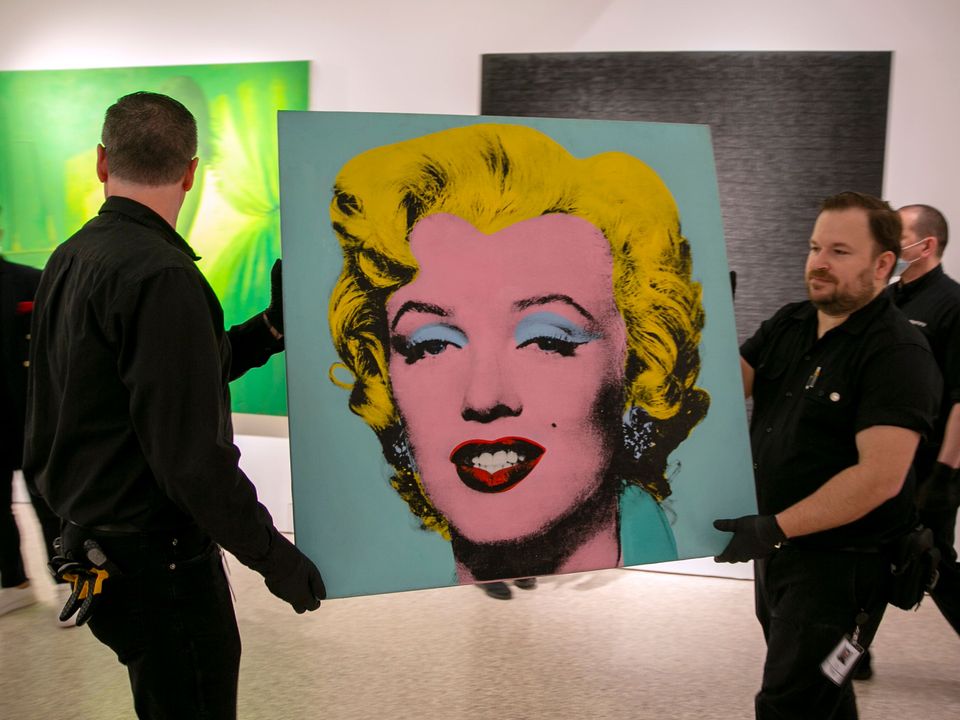 Andy Warhol’s Shot Sage Blue Marilyn sells for £158 million at auction (Ted Shaffrey/AP)