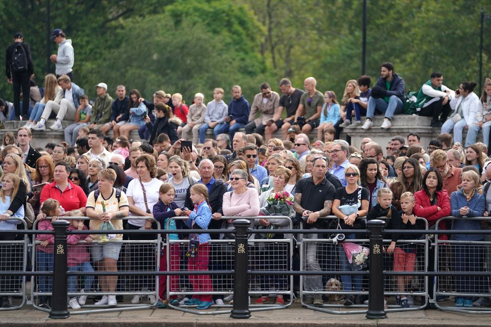 Crowds gather for the arrival of King Charles III at Buckingham Palace, London, following the death of Queen Elizabeth II on Thursday. Picture date: Saturday September 10, 2022.