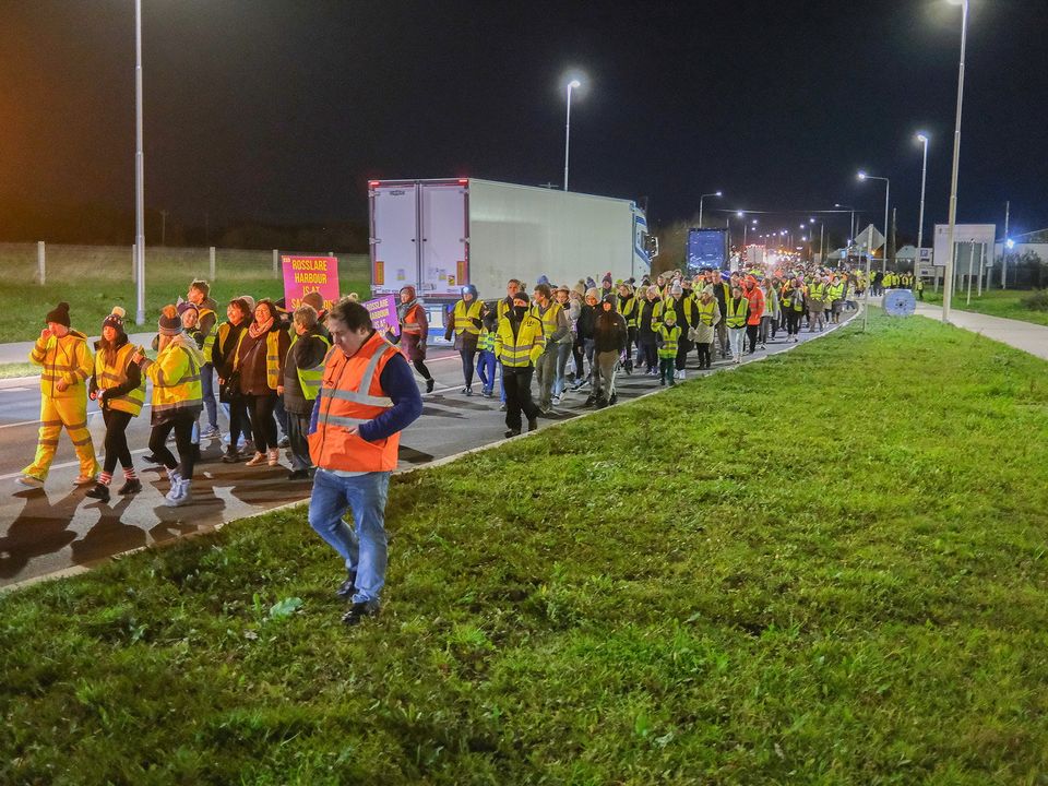 Protest in Rosslare Harbour on Monday evening