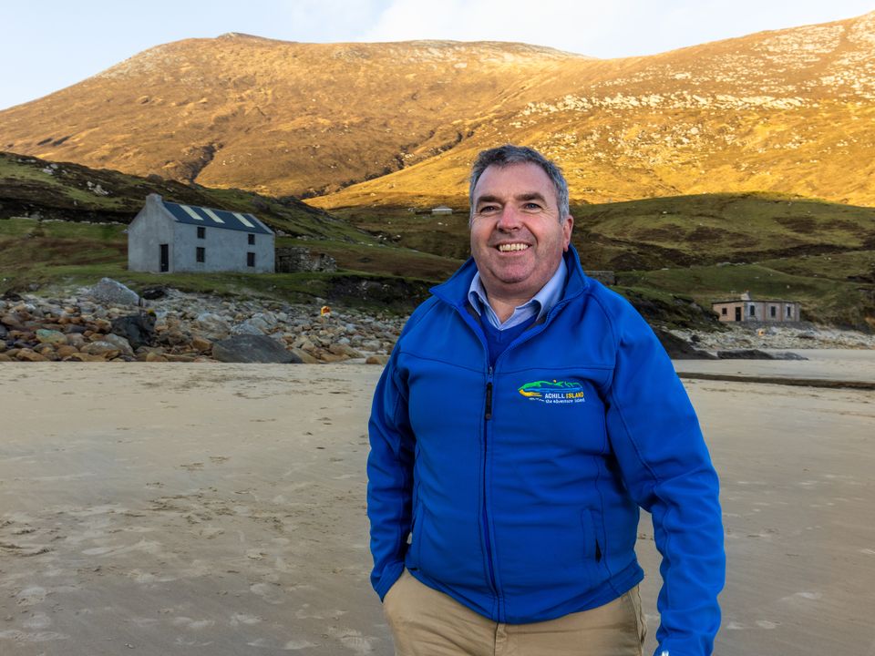 Chris McCarthy at the house on Keem Bay, in Achill Island which was used in the movie The Banshees of Inisherin
