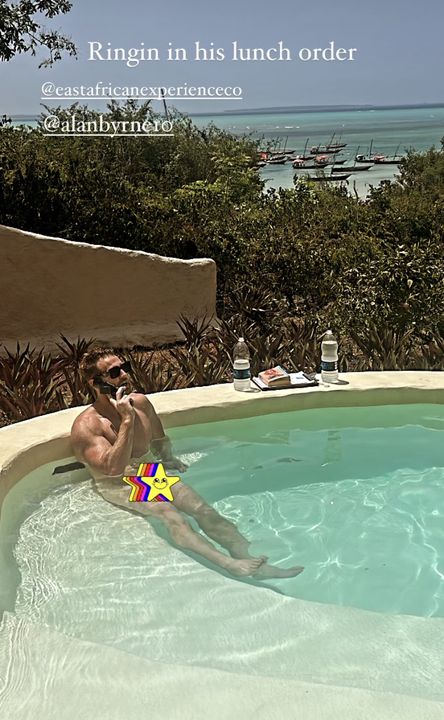 Joanne shared snaps from the pair's private pool.