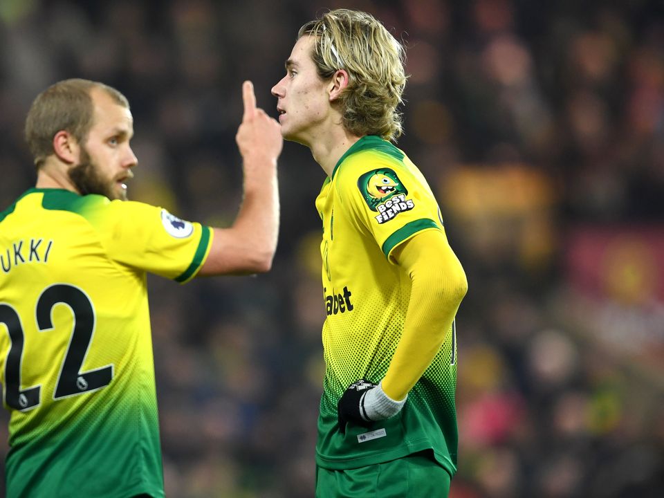 Norwich forward Teemu Pukki, left, and Todd Cantwell were both out of contract in the summer (Joe Giddens/PA)