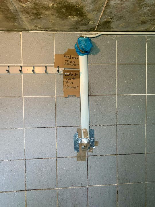 Broken shower facilities at the Corinthians boxing club
