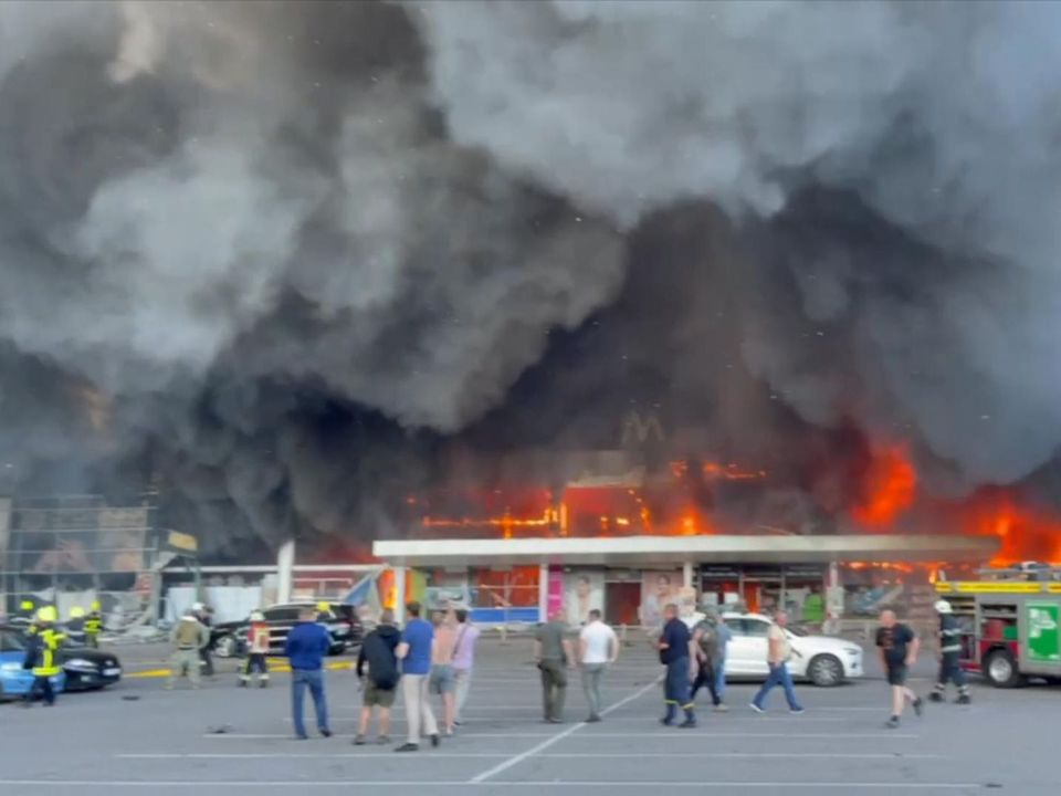 Footage on social media shows a huge blaze raging inside the building