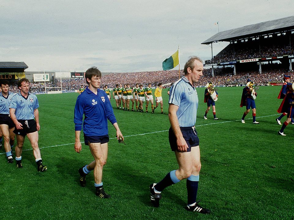Dublin skipper Brian Mullins leads out the Dublin in 1985 All-Ireland Final