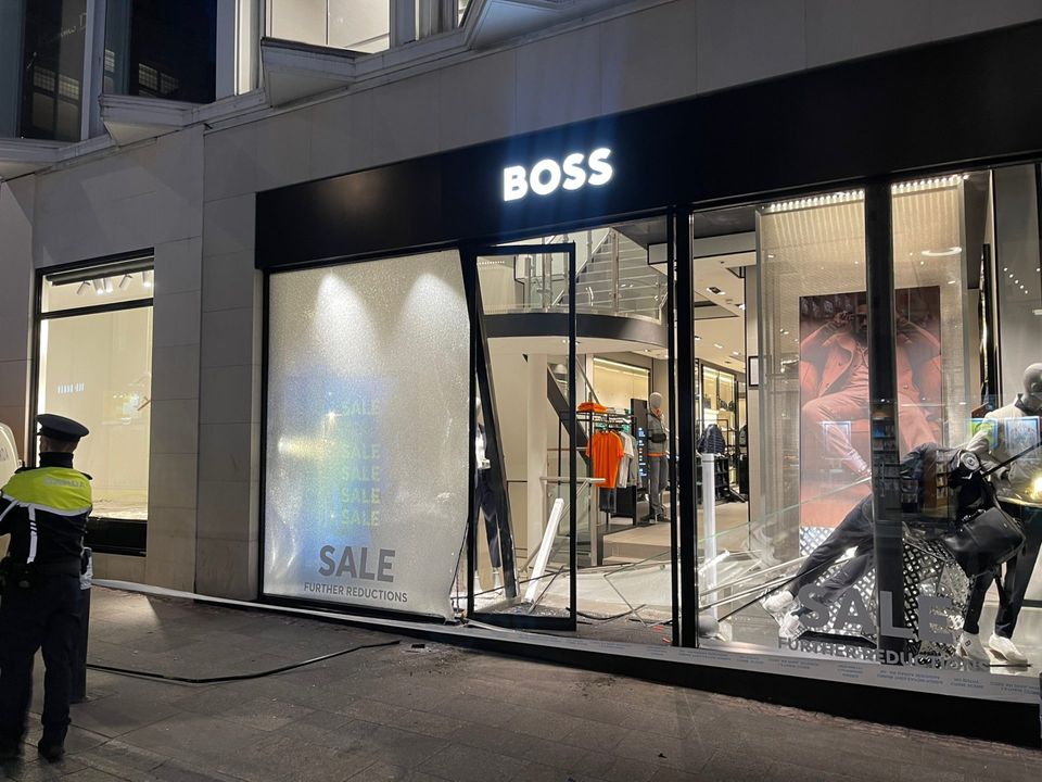 The front of the Hugo Boss shop on Grafton Street in Dublin. Photo: Barry Whyte/Newstalk from Twitter: @BarryWhyte85