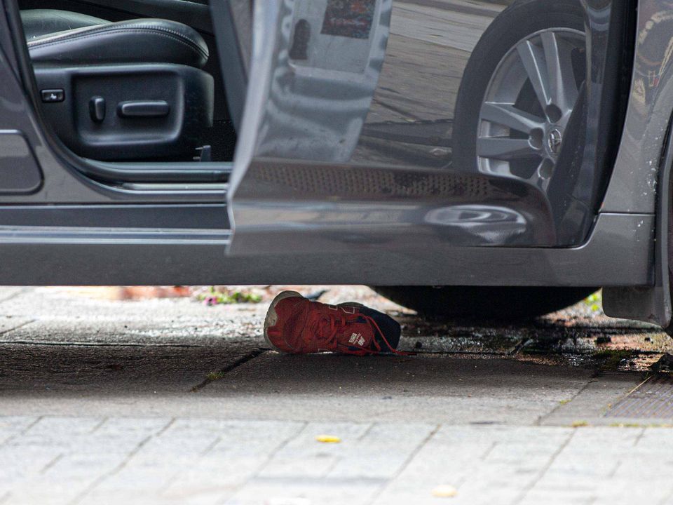 A shoe at the scene of the collision on Thomas Street