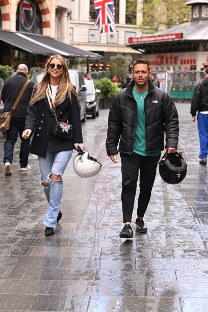 Spencer Matthews and Vogue Williams are seen leaving Global Studios