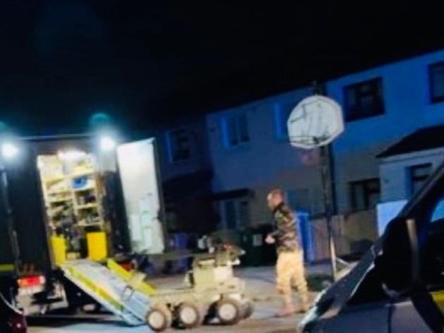 Gardaí seized a gun, ammo, motorcycles, drugs and a tracking device in a search linked to a disturbing incident on Finglas on Monday in which a drone carrying a pipe bomb crash-landed in an innocent family’s garden.