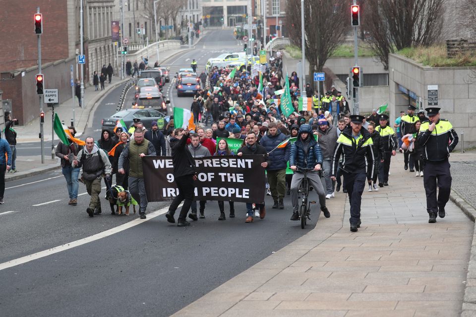 The anti-refugee protest march in Dublin today