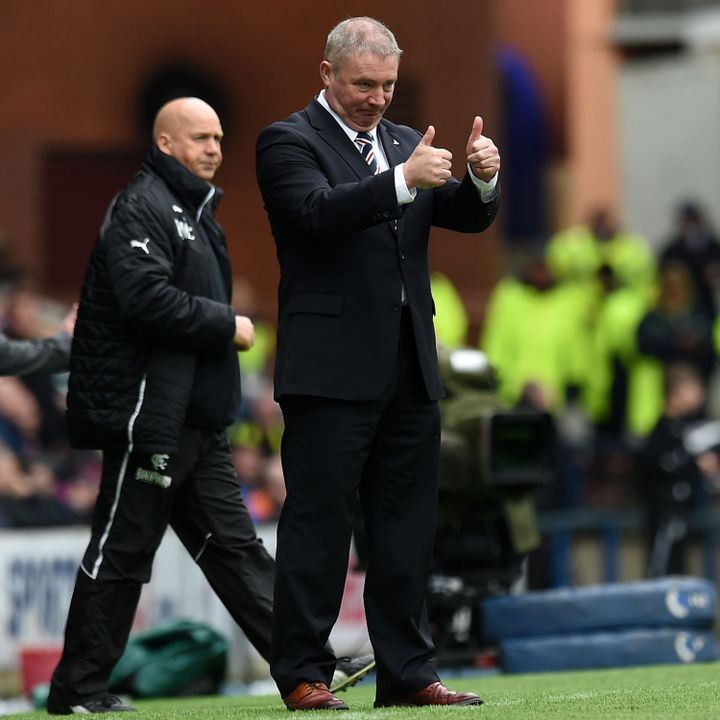 26/04/14 LEAGUE ONE.RANGERS v STRANRAER.IBROX - GLASGOW.Rangers' play gets the thumbs up from manager Ally McCoist (Photo by Craig Williamson/SNS Group via Getty Images)