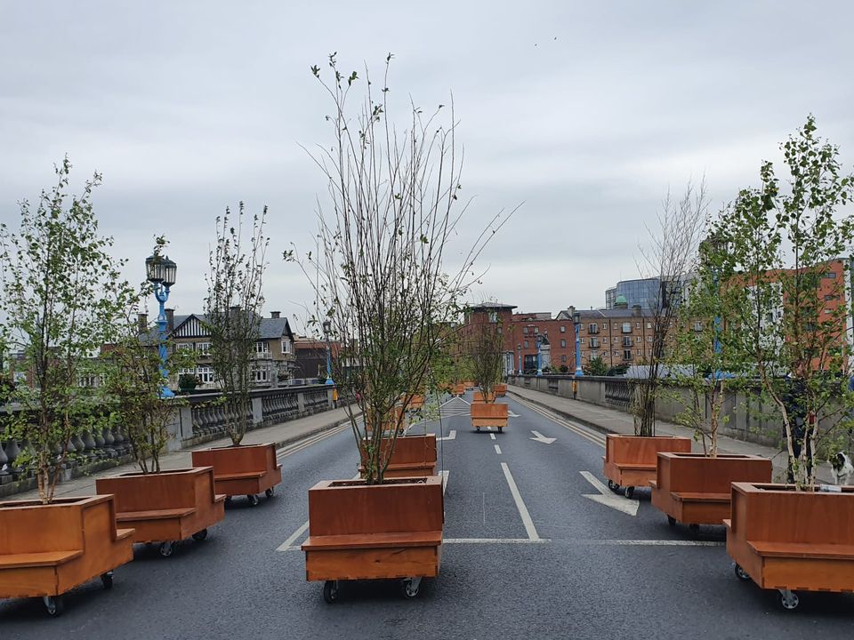 The mobile mini forest took over Sarsfield Bridge all day Sunday until 10am Monday (Limerick County Council)