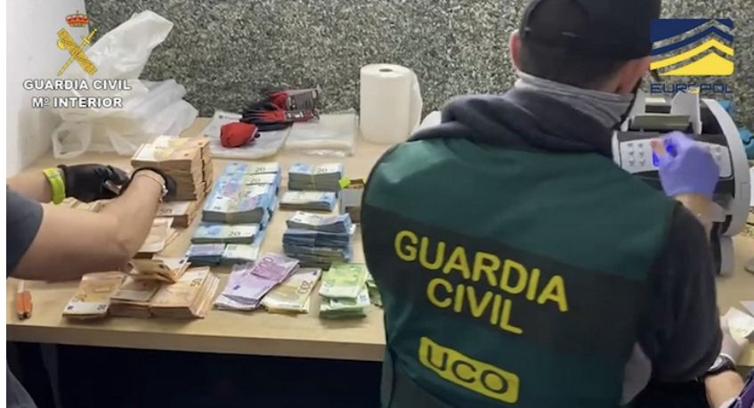 Cash seized in the raid in which Johnny Morrissey was held in Spain. Picture: Guardia Civil