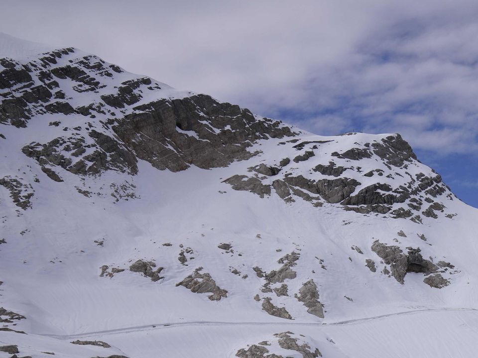 Snow covers the Schneeferner glacier near the top of Germany’s highest mountain Zugspitze (Matthias Schrader/AP)