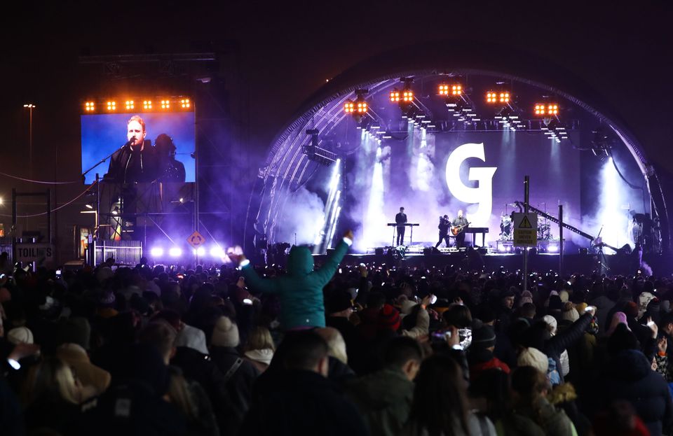 Gavin James and the audience pictured ringing in 2023 with New Year’s Festival Dublin, Ireland’s biggest New Year Celebration. Photograph: Sasko Lazarov / Photocall Ireland