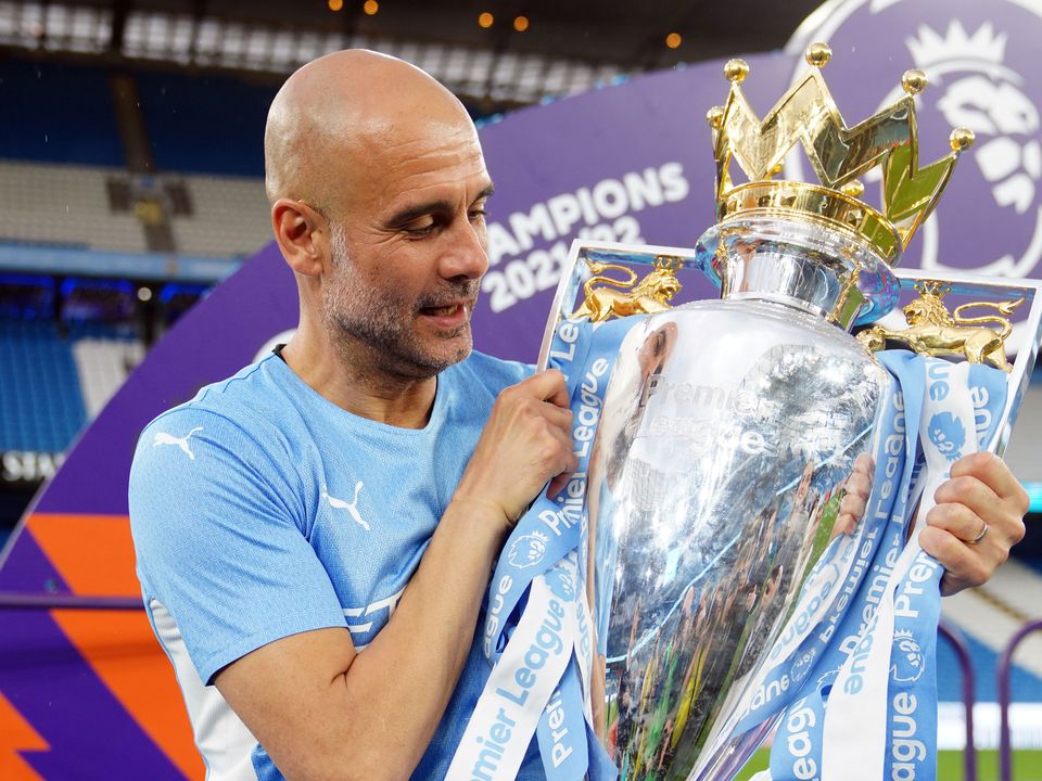 Pep Guardiola celebrated his fourth Premier League title win with Manchester City (Martin Rickett/PA)