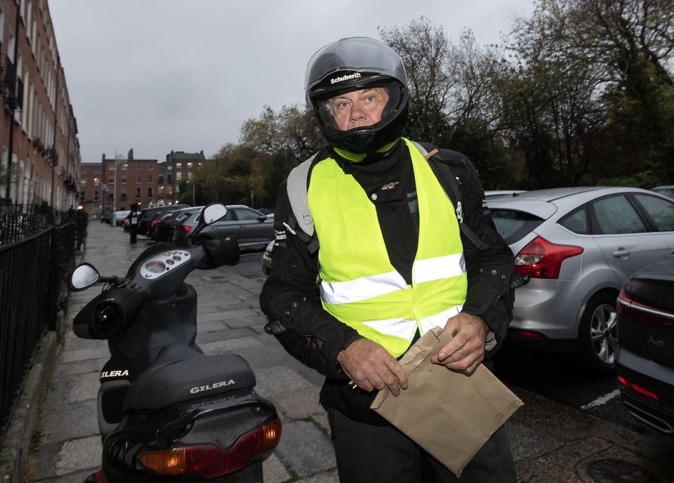  Gerry 'The Monk' Hutch pictured arriving  at the Dublin City Sheriff's office on Fitzwilliam Square where he formerly registered his candicacy for the forthcoming general election....Picture Colin Keegan, Collins Dublin