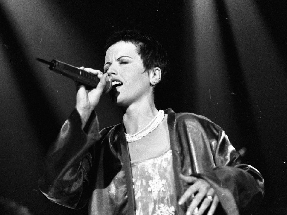 Dolores O'Riordan of The Cranberries on stage in Dublin's Point Depot in 1995