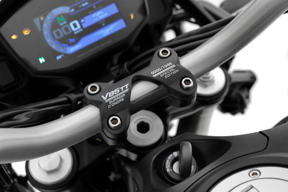Each special edition V85 will have the individual number of the bike engraved on the bars