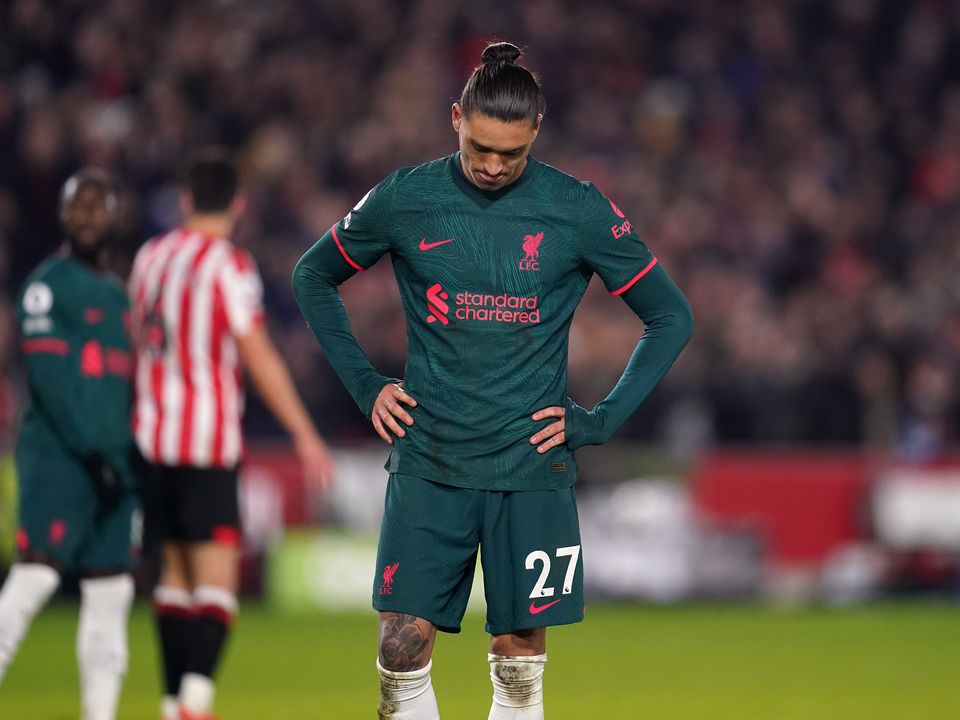 Liverpool's Darwin Nunez during the Premier League match at the Gtech Community Stadium, London. Picture date: Monday January 2, 2023.