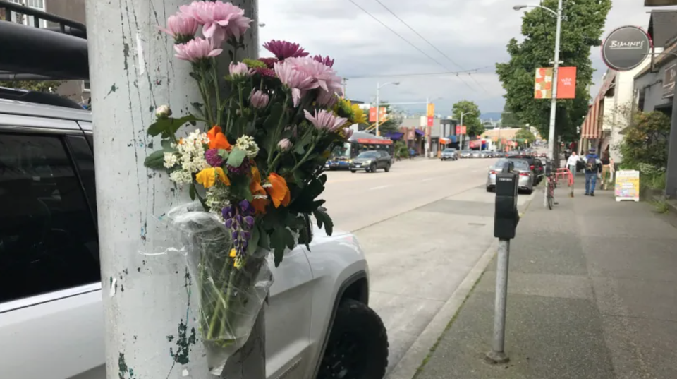 A small memorial was set up on West 4th Avenue. Photo: CBC