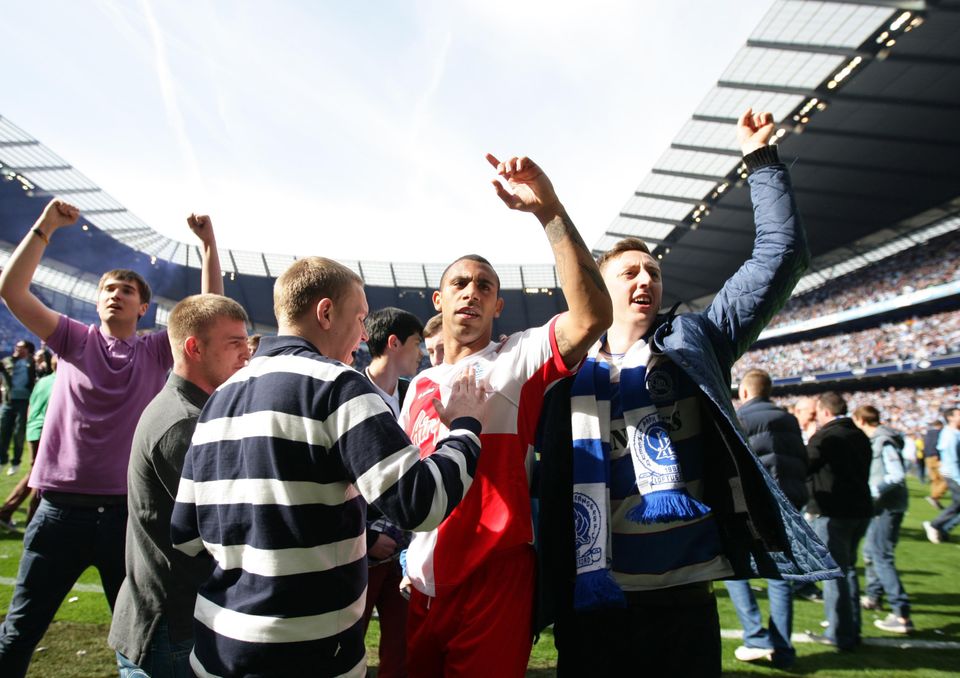 Ferdinand (centre) did celebrate survival but his feelings were mixed (Dave Thompson/PA)