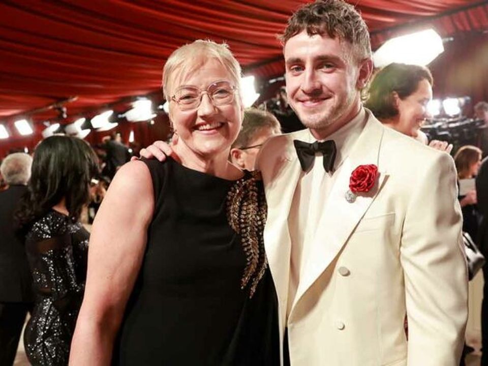 Dearbhla with her famous son at the Academy Awards