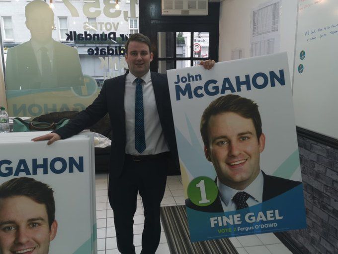 Senator John McGahon with his posters for the 2020 General Election