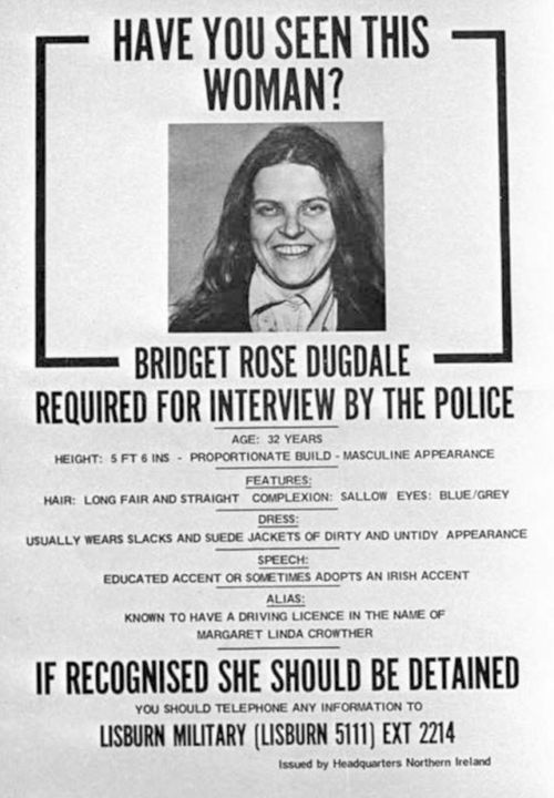 Rose Dugdale in an RUC ‘wanted’ poster