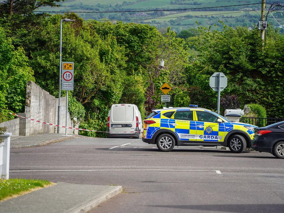 The scene of Tuesday’s afternoon’s fatal motorcycle crash at Ballyvelly in Tralee. Photo Mark O’Sullivan