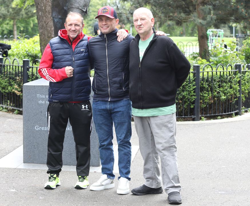 Carl Frampton met up with friends in Woodvale Park at the top of the Shankill Road, where Carl was supporting Woodvale Festival's Ramble in the Park.