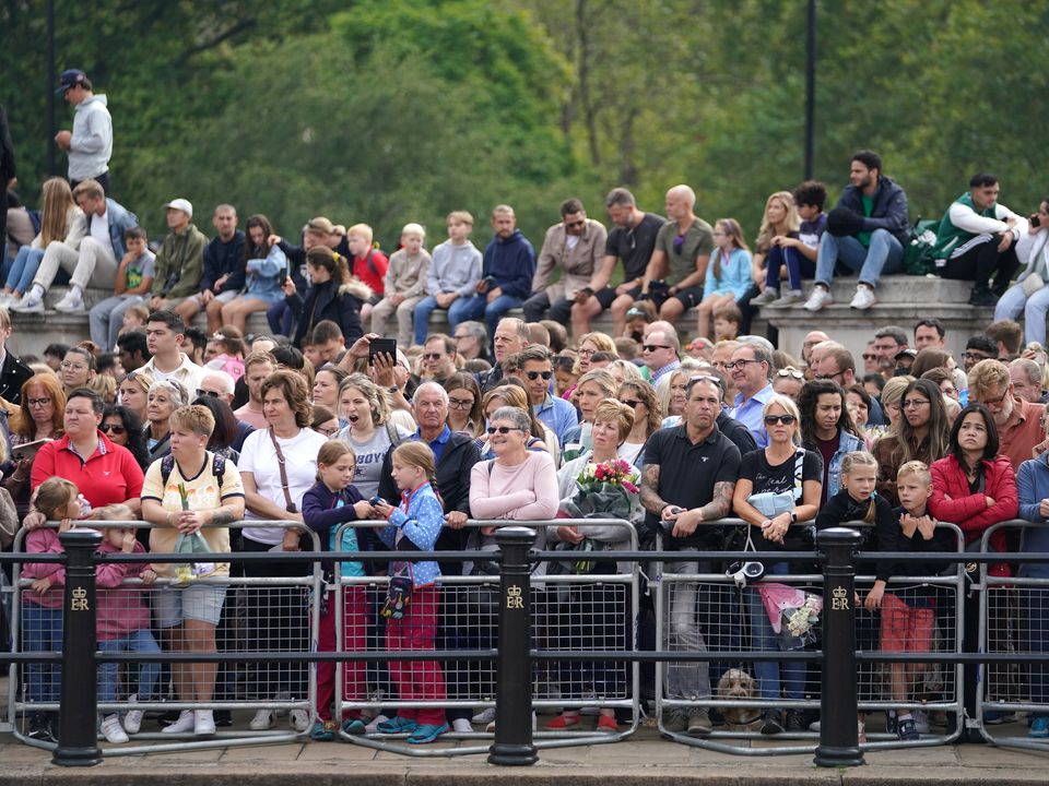 Crowds gather for the arrival of King Charles III at Buckingham Palace, London, following the death of Queen Elizabeth II on Thursday. Picture date: Saturday September 10, 2022.