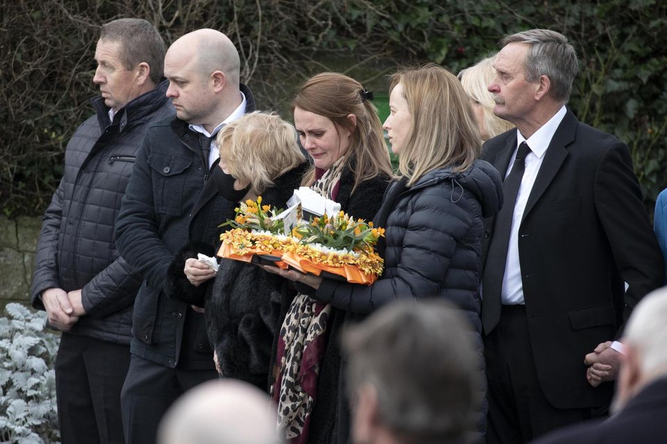Saoirse Corrigan's coffin is carried by relatives at St John The Baptist Church, Whitehall, Castlepollard, Co Westmeath. Photo: Colin Keegan, Collins Dublin