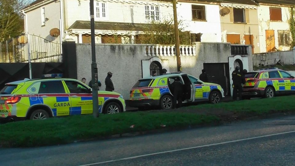 A convoy of garda cars on Hyde Road in Limerick
