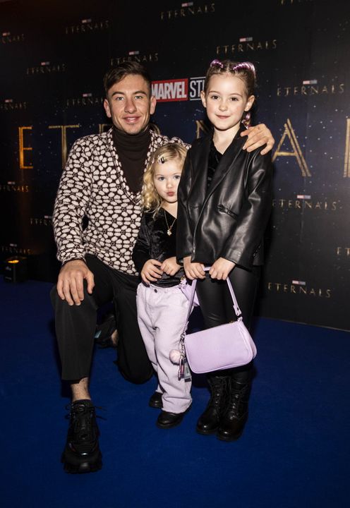 Barry Keoghan is pictured at the Irish Premiere of Marvel Studios’ Eternals in Cineworld Dublin with his niece’s River (5) and Lyra (7). Picture Andres Poveda